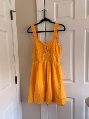 Betsey Johnson Bright Yellow Eyelet Dress with Pink Label